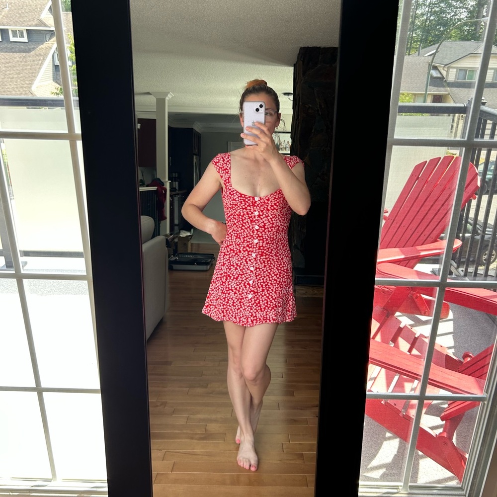 Red Floral Mini Dress